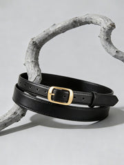 Leather Belt With Gold Buckle