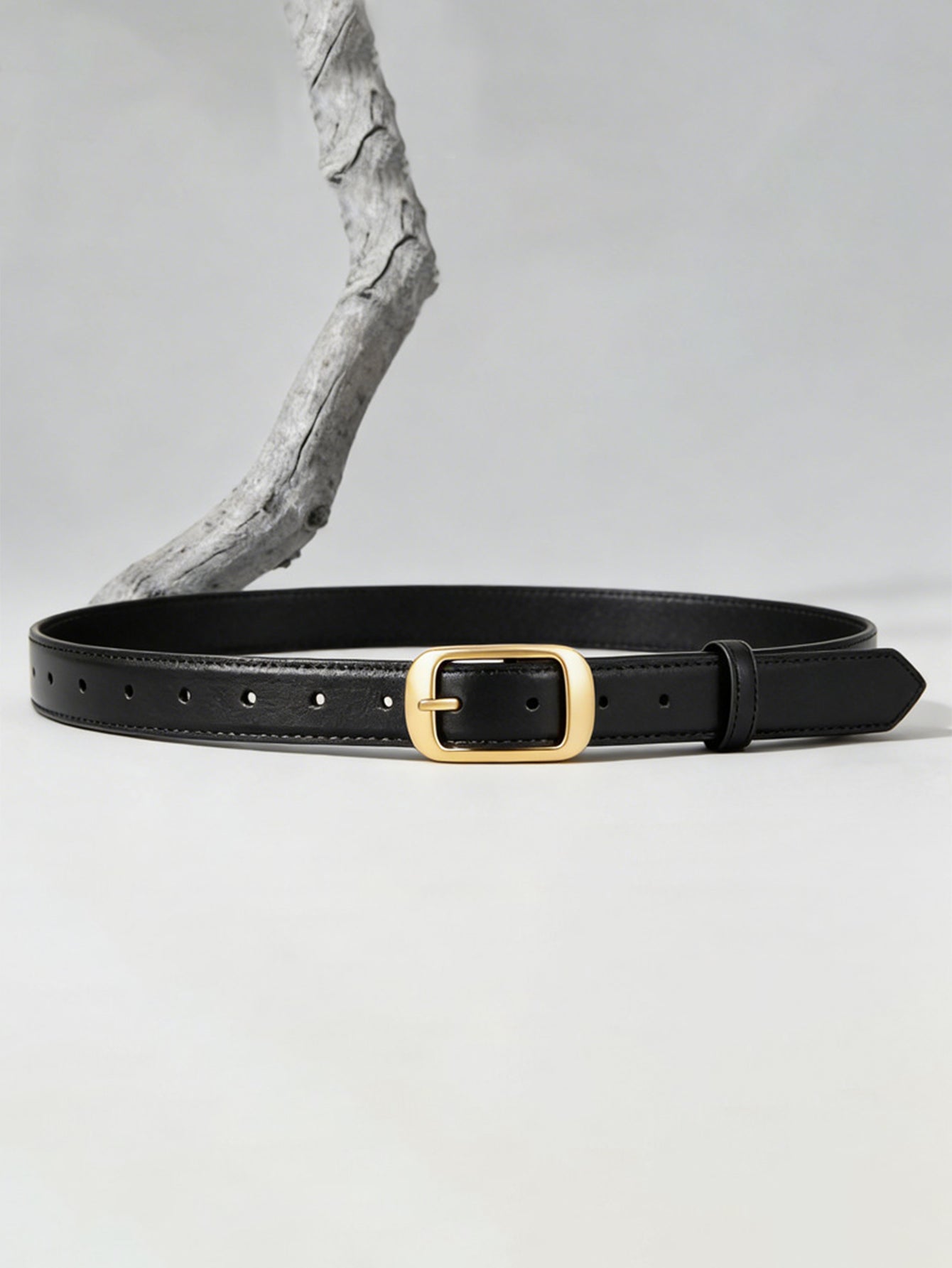 Leather Belt With Gold Buckle