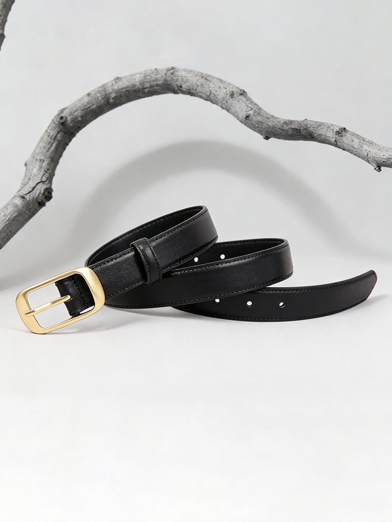 Leather Belt With Gold Buckle