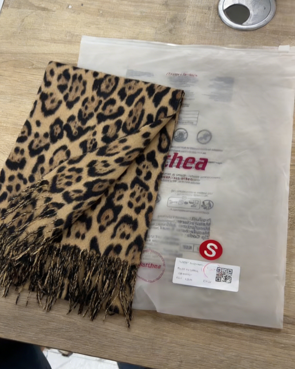 Leopard Print Fringed Scarf
