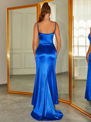Mermaid Cut Out Satin Maxi Dress