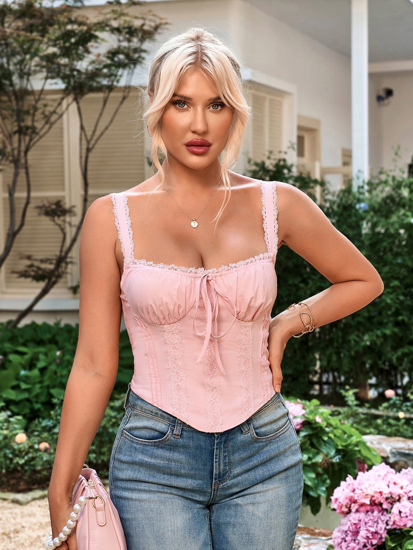 Lace-Trimmed Corset Top