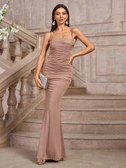 Solid Ruched Bodycon Formal Dress