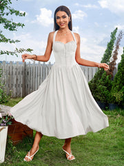 Sexy and Fashionable Halter Neck Cinched Waist Ruched Dress