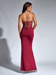 Sexy Off-Shoulder Solid Backless Ruched Bodycon Maxi Dress