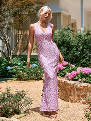 Sexy Sleeveless Floral Maxi Dress
