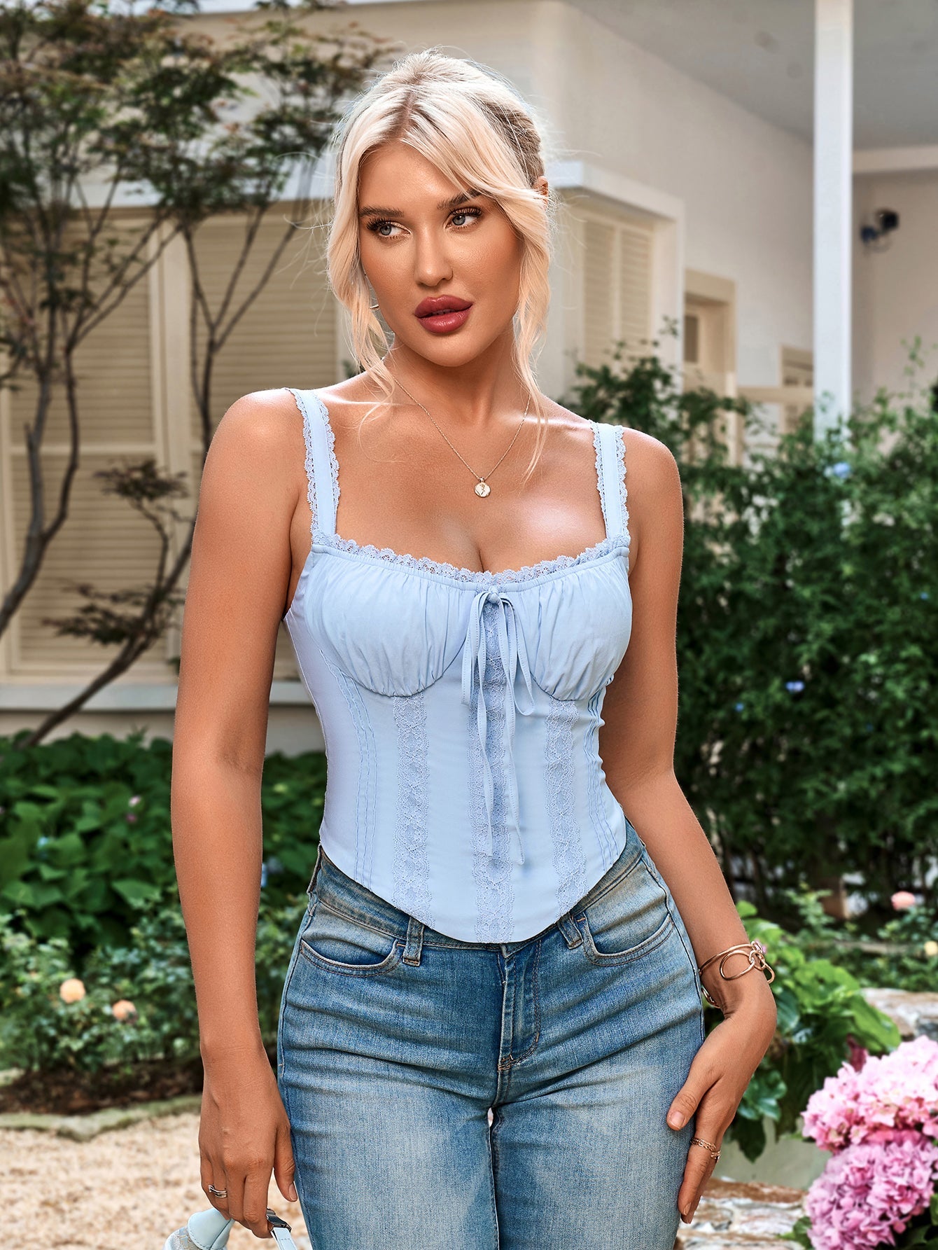 Lace-Trimmed Corset Top