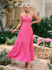 Stylish Solid Sleeveless Backless Ruched Slip Maxi Dress
