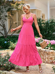 Stylish Solid Sleeveless Backless Ruched Slip Maxi Dress