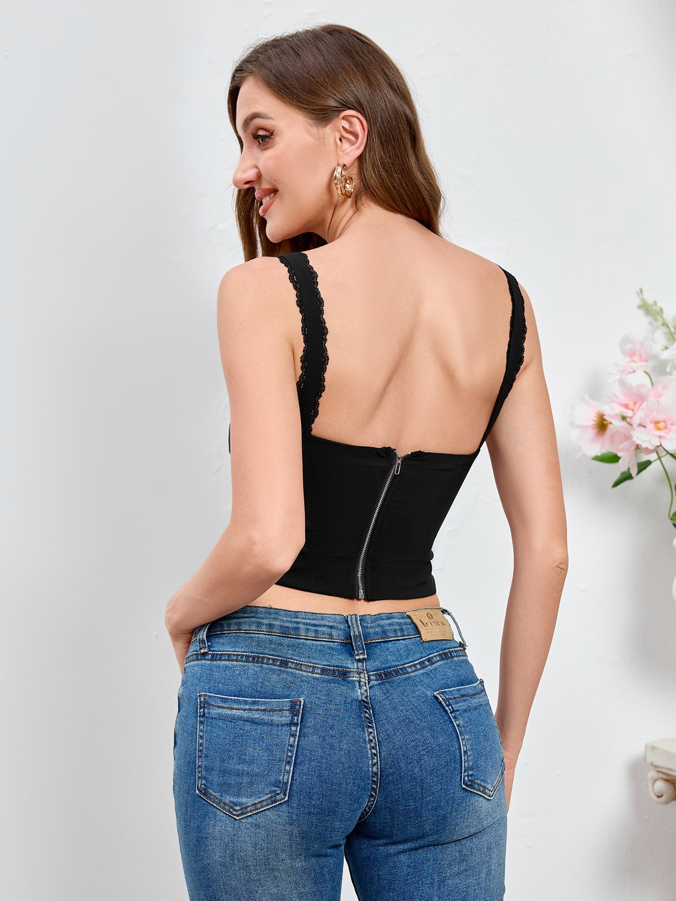 Lace-Trimmed Corset Top