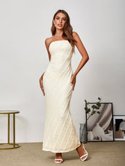 Elegant Three-Dimensional Lace Printed Off-Shoulder Bodycon Maxi Dress