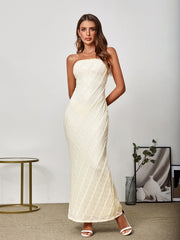 Elegant Three-Dimensional Lace Printed Off-Shoulder Bodycon Maxi Dress