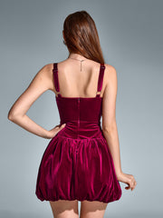Sexy Sleeveless Backless Square-Neck Ruched Mini Dress