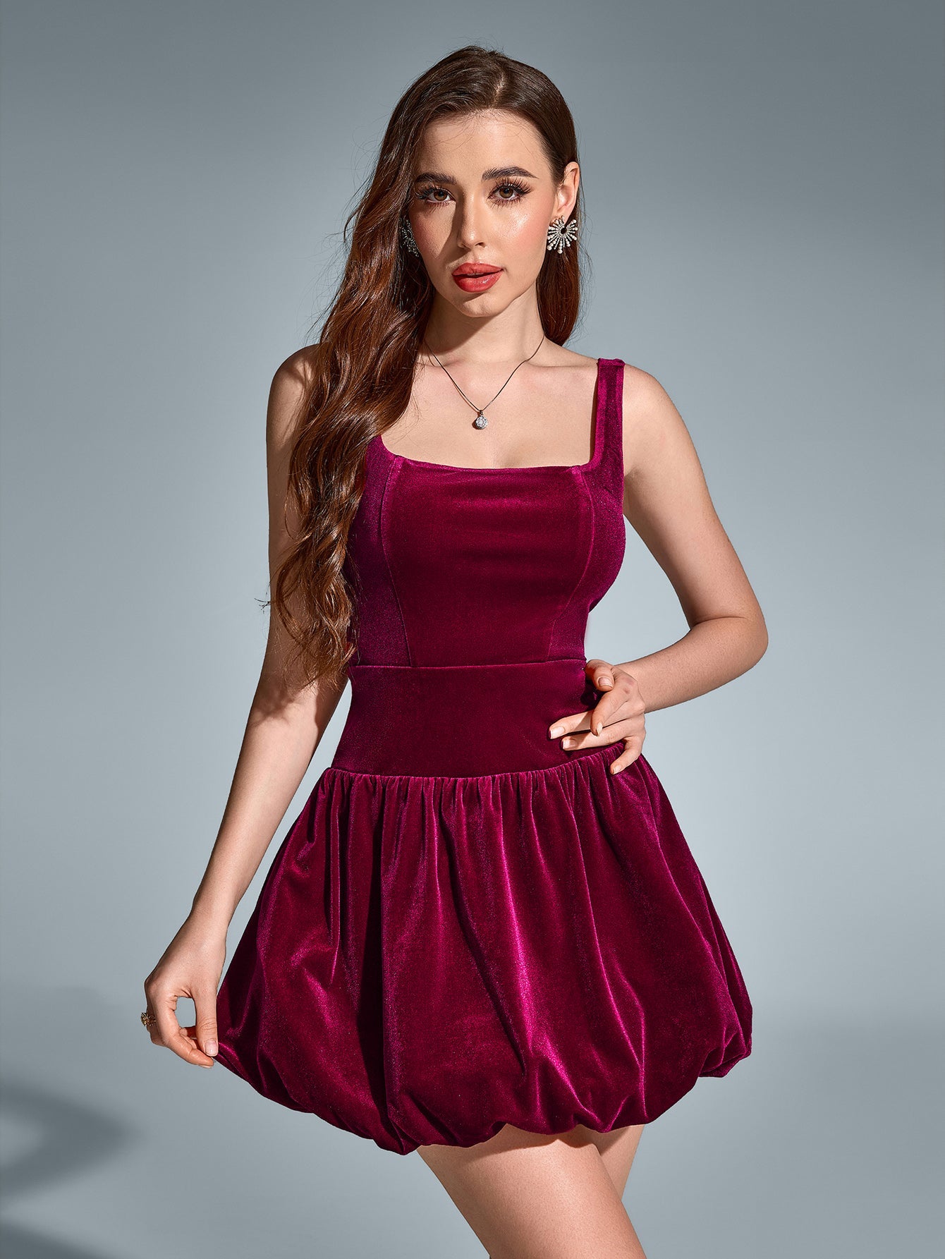 Sexy Sleeveless Backless Square-Neck Ruched Mini Dress