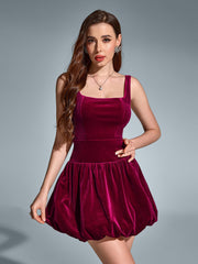 Sexy Sleeveless Backless Square-Neck Ruched Mini Dress
