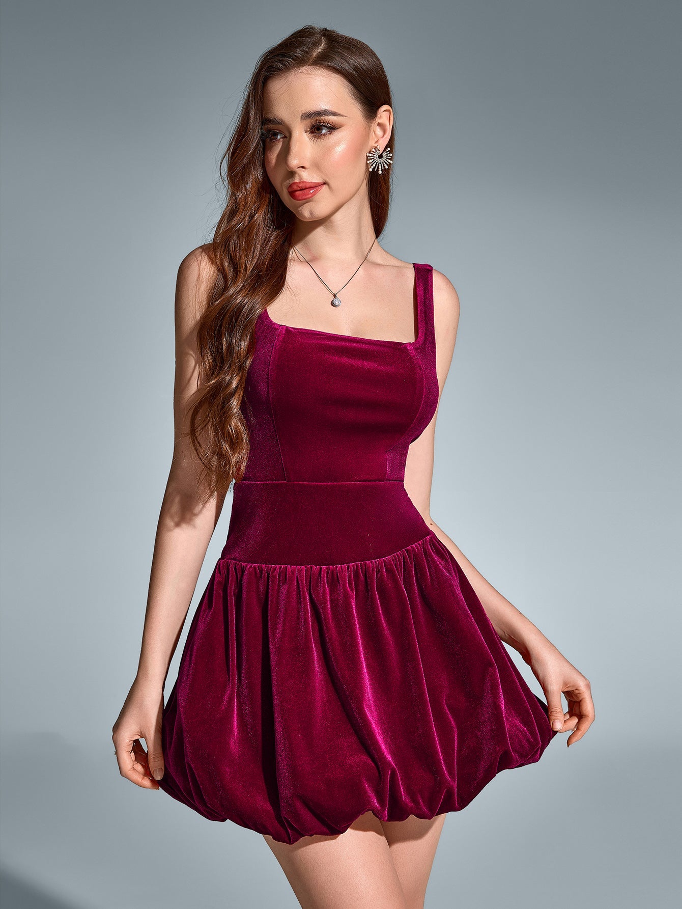 Sexy Sleeveless Backless Square-Neck Ruched Mini Dress