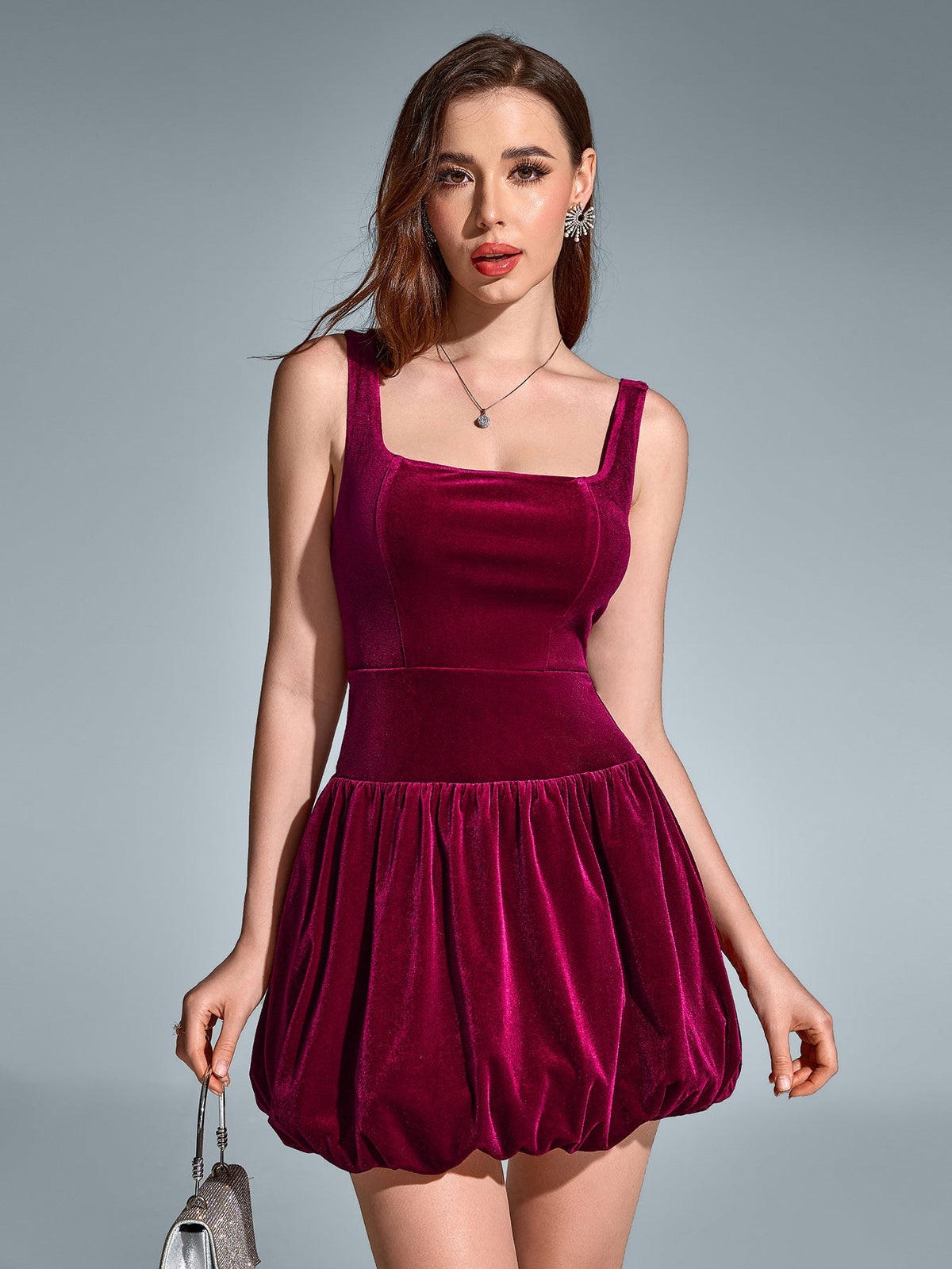 Sexy Sleeveless Backless Square-Neck Ruched Mini Dress