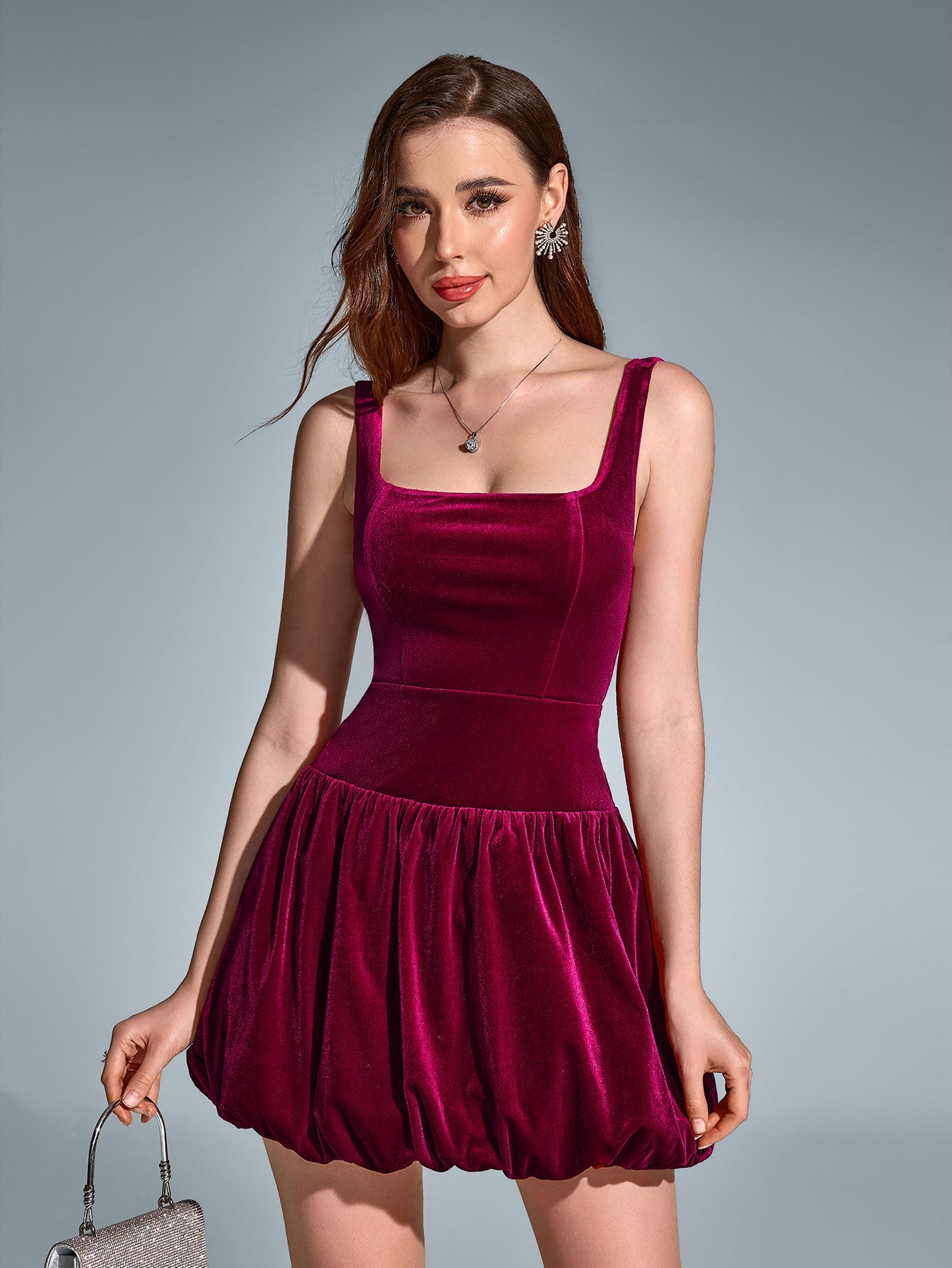 Sexy Sleeveless Backless Square-Neck Ruched Mini Dress