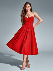 Sexy Solid Sleeveless Bandeau Midi Dress