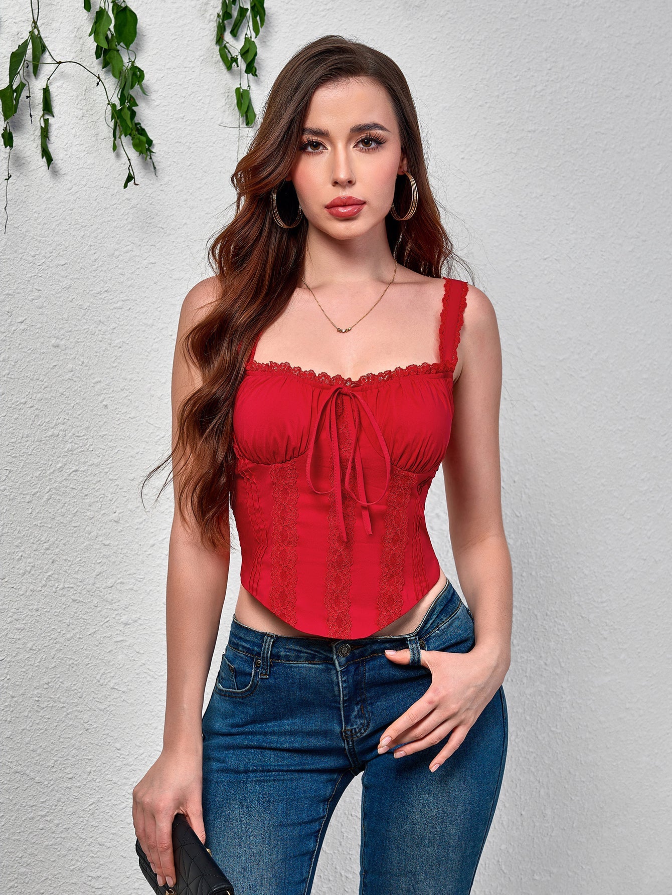 Lace-Trimmed Corset Top