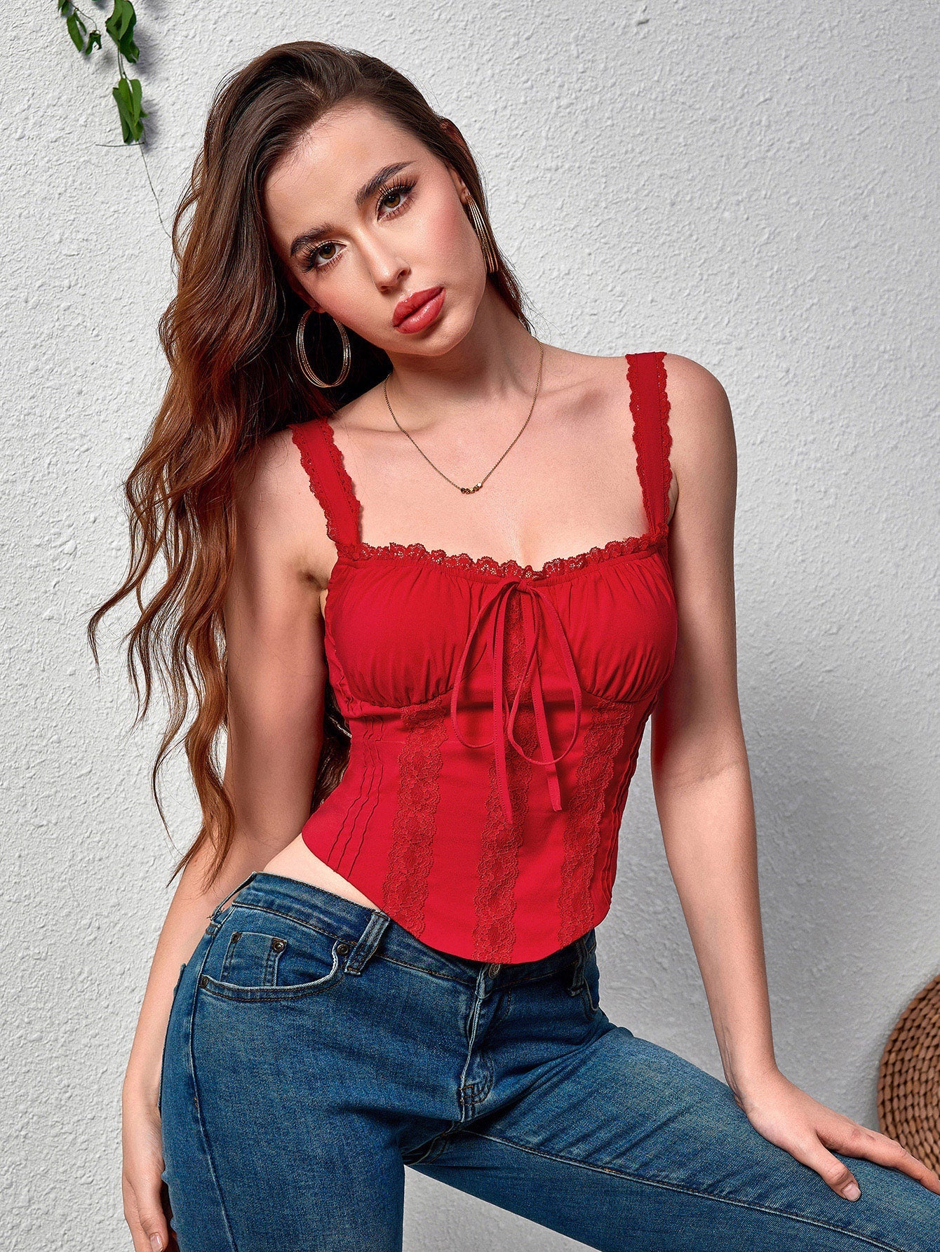 Lace-Trimmed Corset Top
