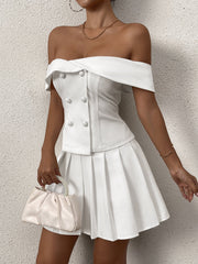 Off Shoulder Button Embellished Top