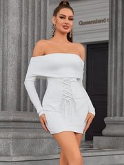 Off Shoulder Crisscross Front Tube Dress