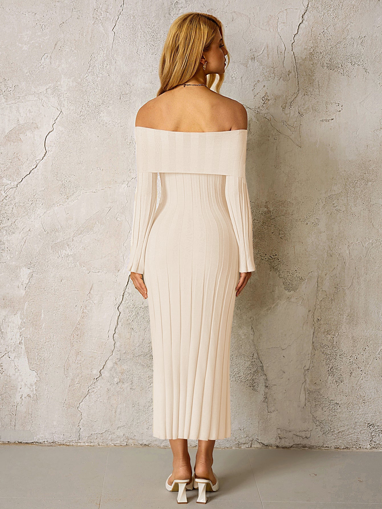 Off Shoulder Knitted Bodycon Dress