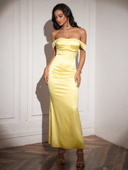 Off Shoulder Satin Backless Mermaid Dress
