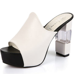 Open Toe Platform Nude Chunky Heel Sandals