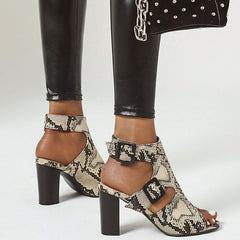 Peep Toe Heels Serpentine Sandals With Buckles