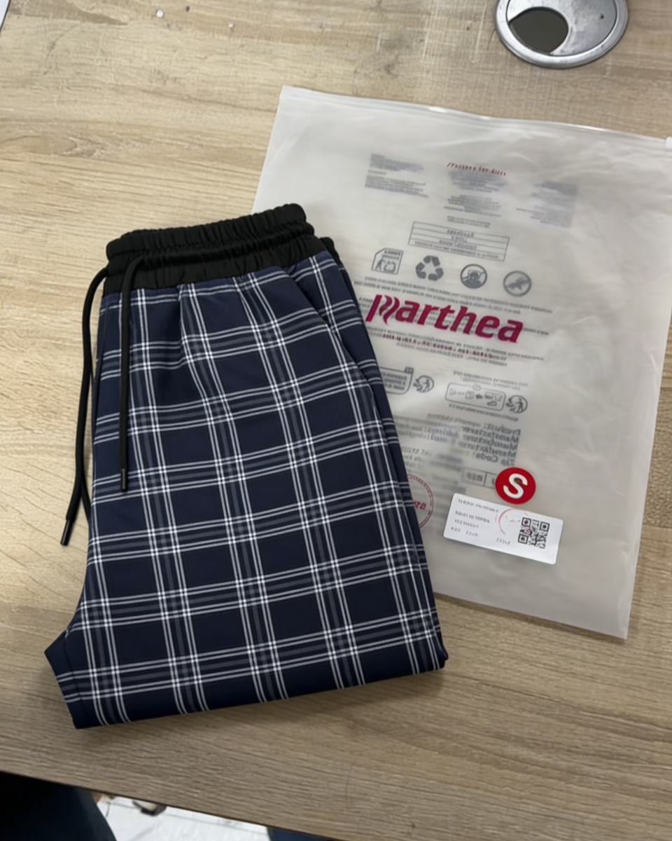 Plaid Drawstring Shirred Waistband Pants