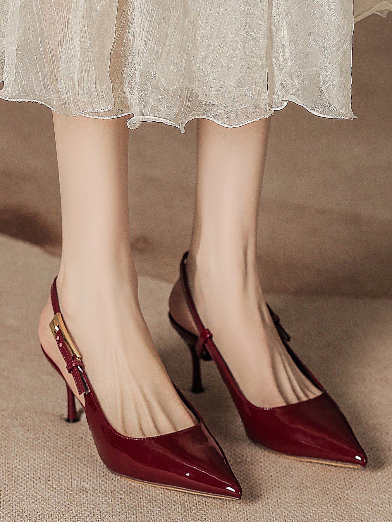 Pointed Toe Stiletto High Heel With Ankle Strap