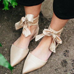 Pointed Toe Flats Lace-up Sandals