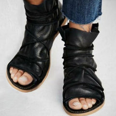 Black Open-toe Sandals Women's Flats
