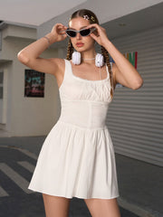 Ruched Bust Ruffle Hem Dress