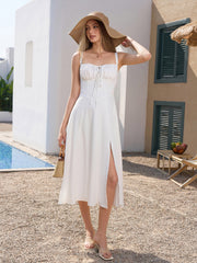 Ruched Bust Split Thigh Cami Dress
