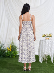 Ruched Crisscross Back Split Floral Print Dress