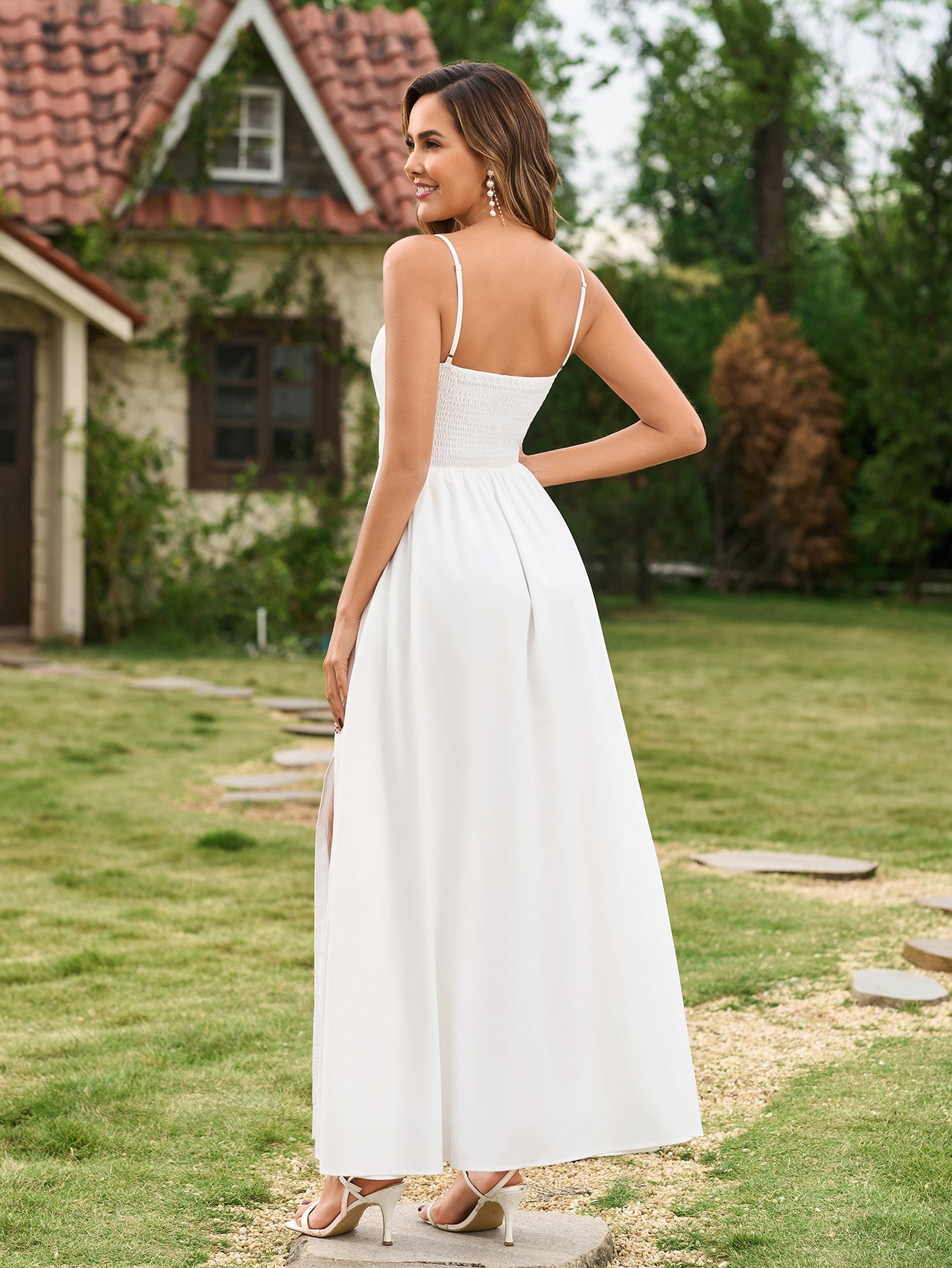 Ruched Split Thigh With Pockets Cami Dress