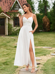 Ruched Split Thigh With Pockets Cami Dress