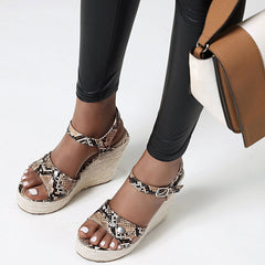 Serpentine Ankle Strap Espadrille Wedge Sandals
