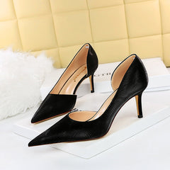 Side Hollow High Heels Stiletto Pumps Pointed Toe High Heel Shoes