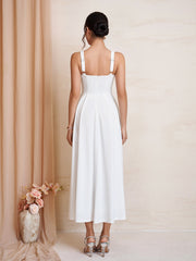 Square Neck Backless Zipper Maxi Dress