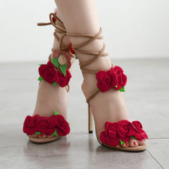 Stiletto Criss-cross Lace-up Open Toe Heels