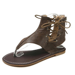 Strappy Open Toe Sandals With Zipper
