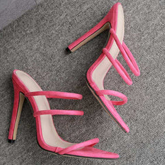 Suede Pointed Toe Stiletto Heels Sandals