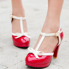 T-straps Bowknot Platform High Heel Sandals