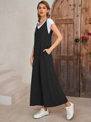 Tie Back Pocket Wide Legs Jumpsuit