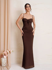 Tie Front Ruched Bodycon Mesh Dress