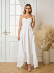 Tie Shoulder Ruched Bust Maxi Solid Dress